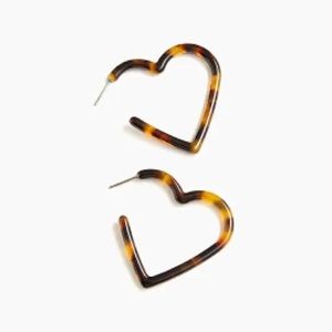 J. Crew Tortoise shell printed heart hoop earrings